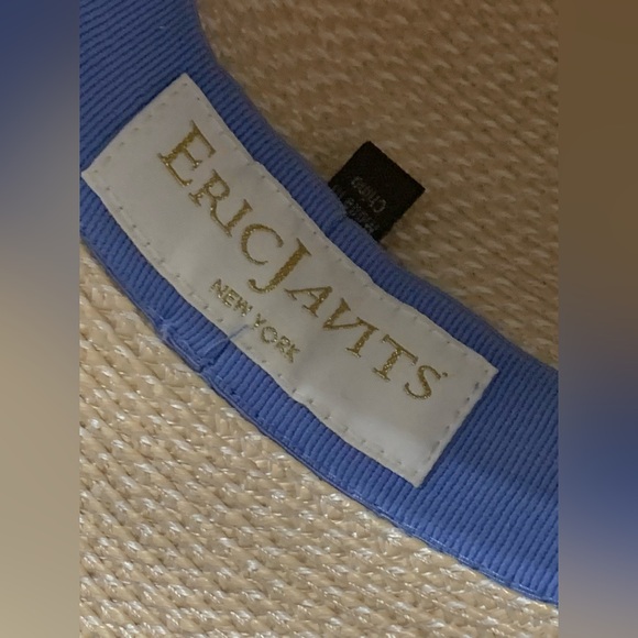 ERIC JAVITS Beige with Blue Trim Straw Hat - Picture 9 of 13